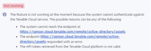 Tenable.ad kann sich nicht beim Tenable Cloud-Service authentifizieren.